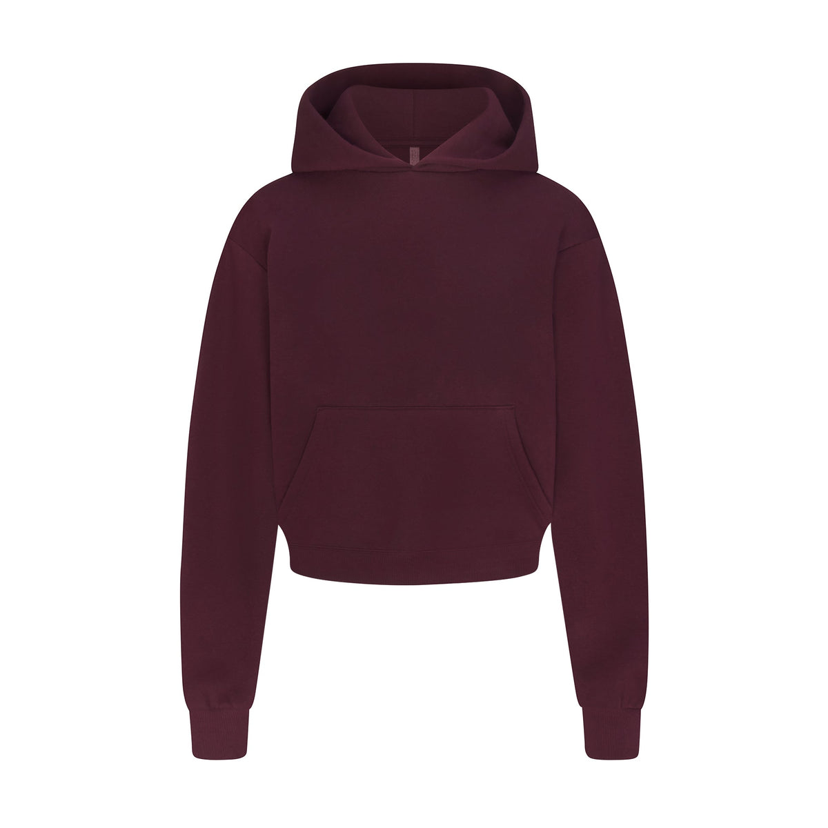 COTTON FLEECE CROPPED HOODIE | CURRANT FLAT ON A WHITE BACKGROUND | FLT