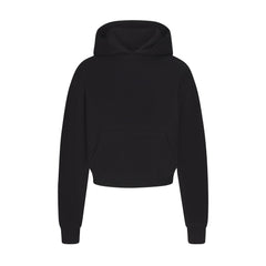 COTTON FLEECE CROPPED HOODIE | ONYX FLAT ON A WHITE BACKGROUND | FLT