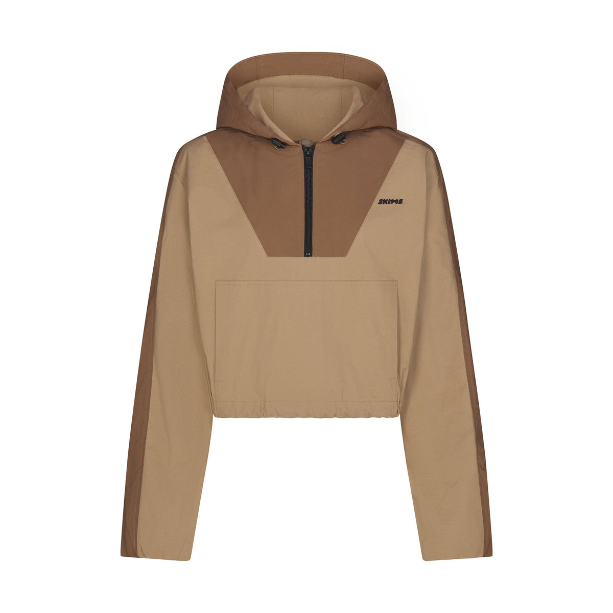 WOVEN COTTON HALF ZIP PULLOVER | DESERT FLAT ON A WHITE BACKGROUND | FLT