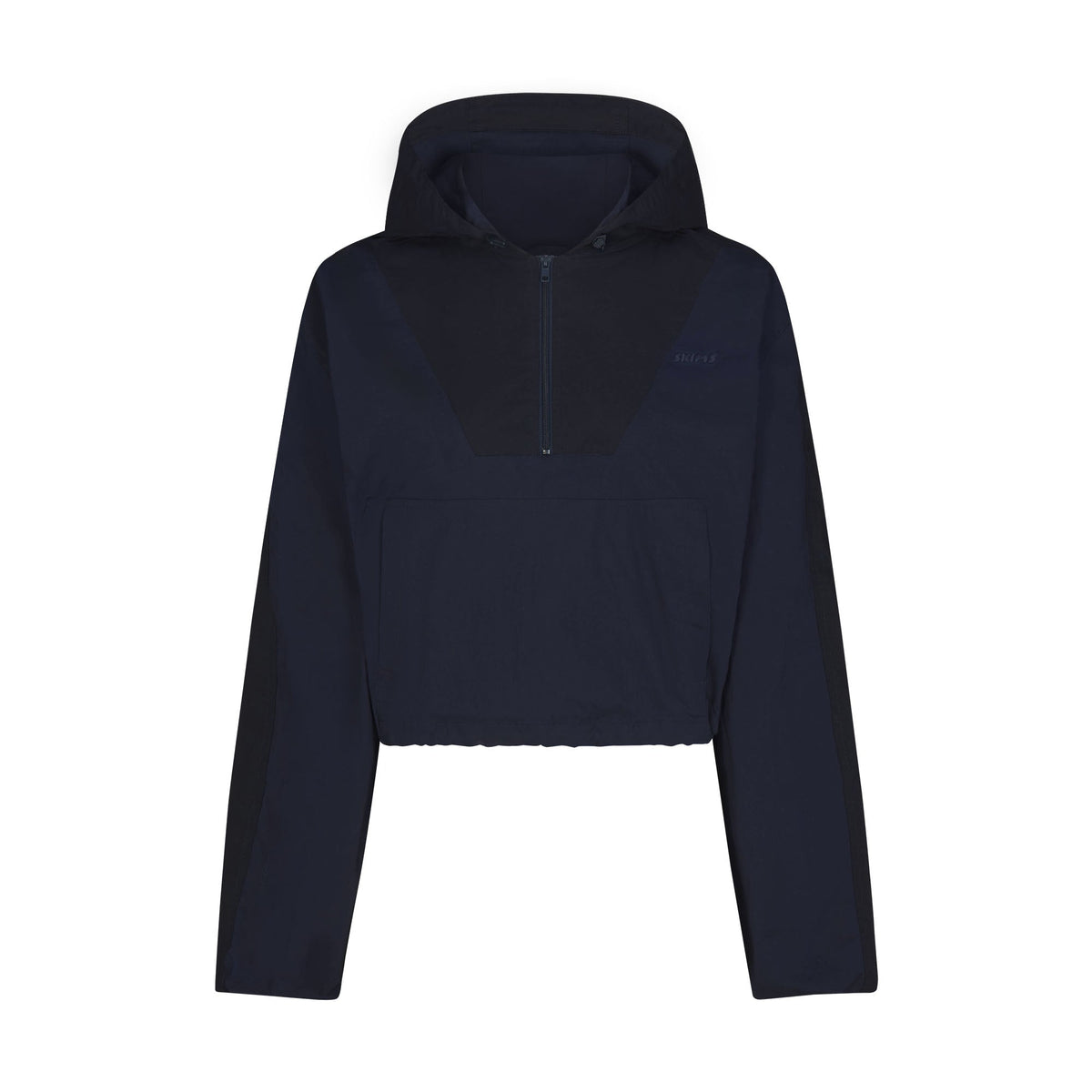 WOVEN COTTON HALF ZIP PULLOVER | NAVY FLAT ON A WHITE BACKGROUND | FLT