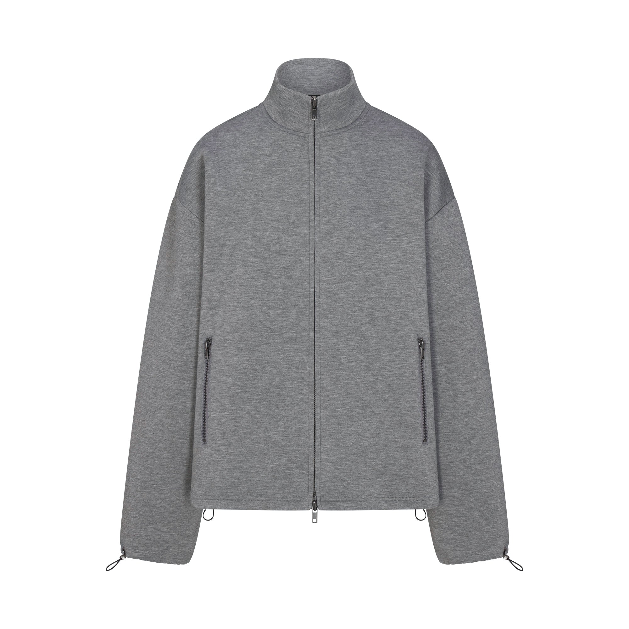 NEOPRENE OUTERWEAR OVERSIZED MOCK NECK JACKET | DARK HEATHER GREY FLAT ON A WHITE BACKGROUND | FLT