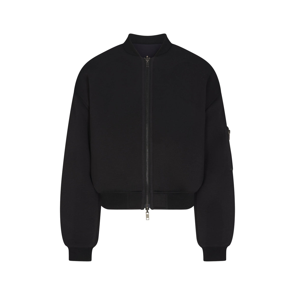NEOPRENE OUTERWEAR REVERSIBLE BOMBER JACKET | OBSIDIAN FLAT ON A WHITE BACKGROUND | FLT