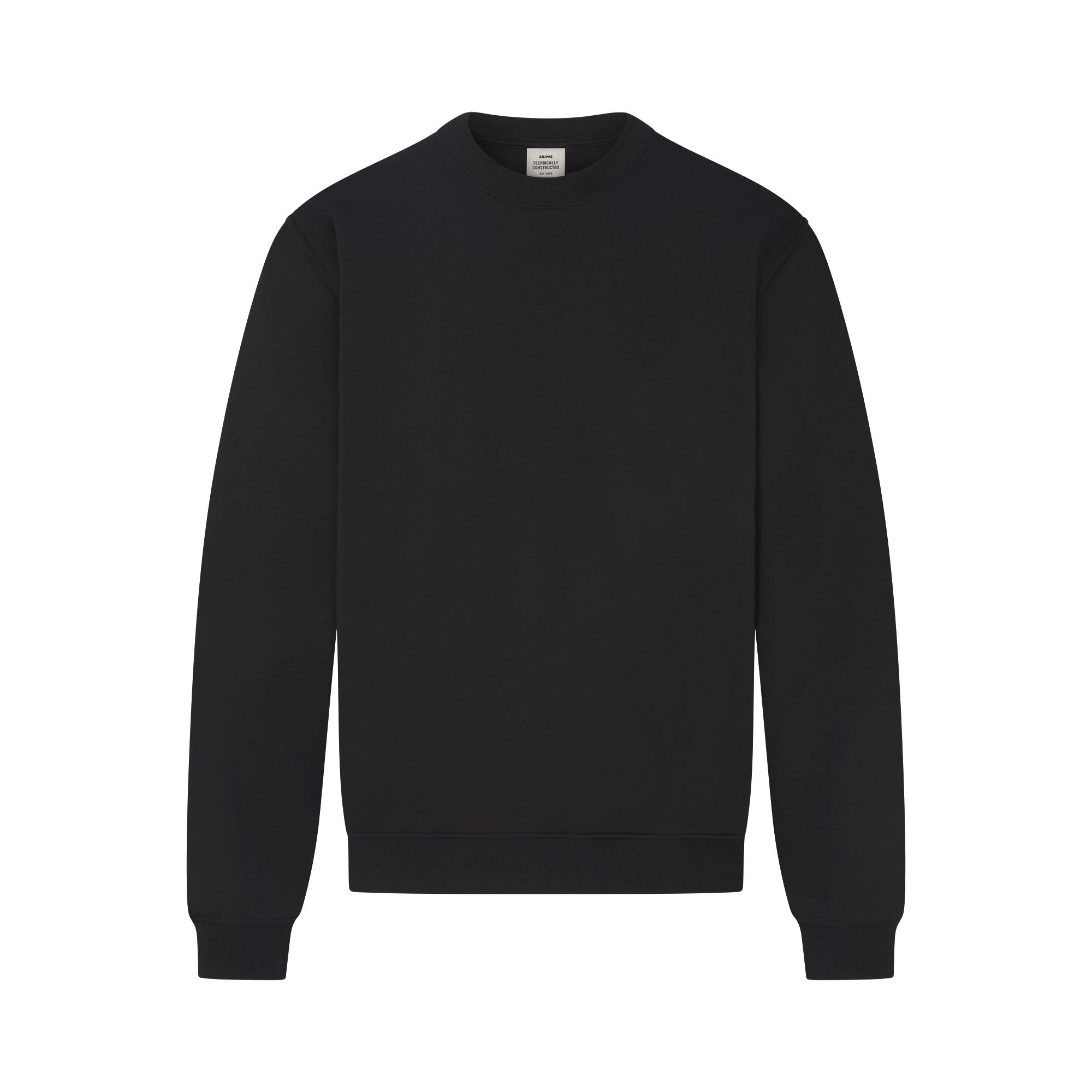 FLEECE LOUNGE MENS RELAXED CREWNECK | WASHED ONYX FLAT ON A WHITE BACKGROUND | FLT
