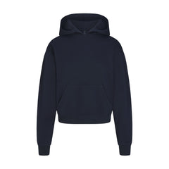 COTTON FLEECE CLASSIC HOODIE | NAVY & LAYS FLAT ON A WHITE BACKGROUND | FLT