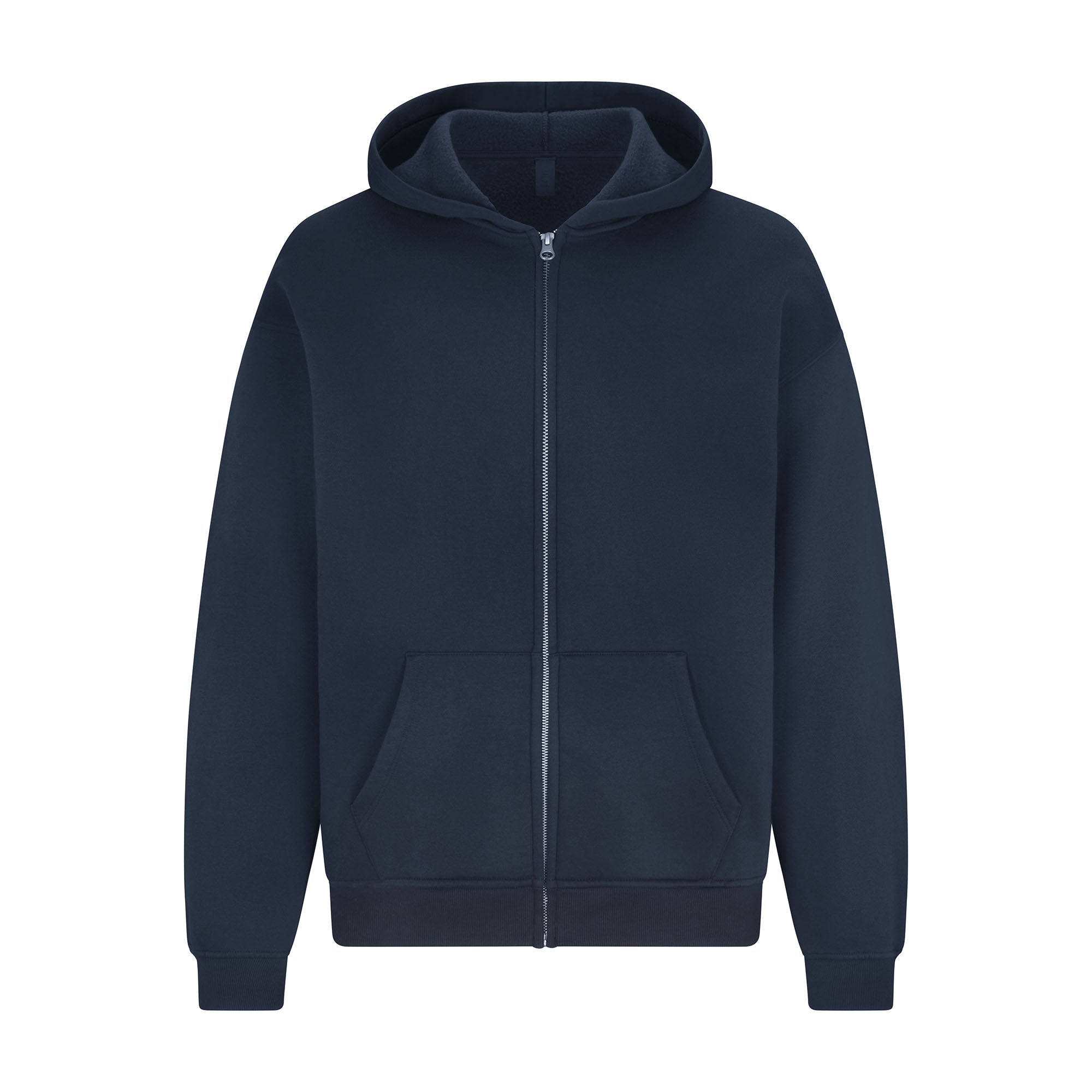 FLEECE LOUNGE MENS RELAXED ZIP UP HOODIE | NAVYFLAT ON A WHITE BACKGROUND | FLT