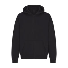 FLEECE LOUNGE MENS RELAXED ZIP UP HOODIE | WASHED ONYX (MENS SHORTS) FLAT ON A WHITE BACKGROUND | FLT