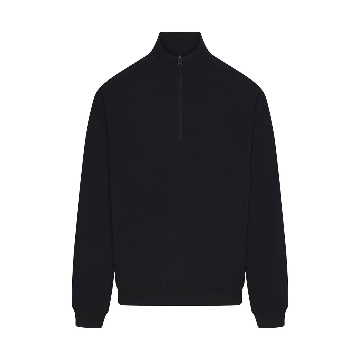 JERSEY LOUNGE MENS RELAXED QUARTER ZIP PULLOVER | OBSIDIAN (MENS SWEATSHIRTS) FLAT ON A WHITE BACKGROUND | FLT