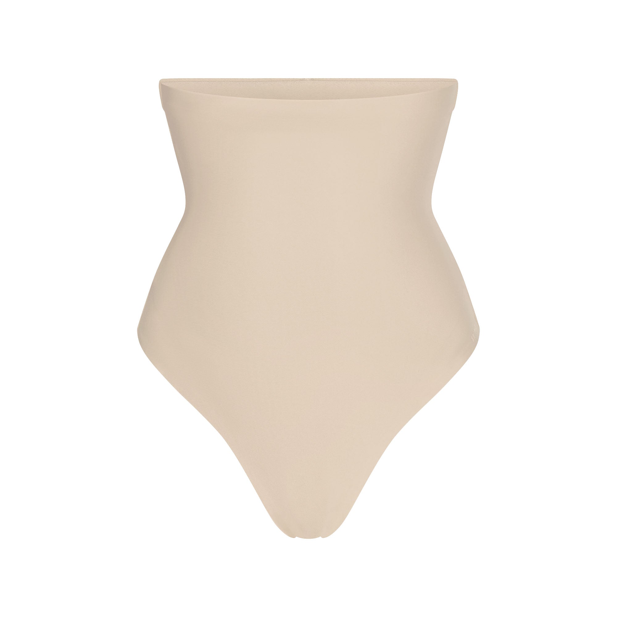 SKIMS BODY CORE SCULPT HIGH-WAISTED THONG | SAND FLAT ON A WHITE BACKGROUND | FLT | FLT