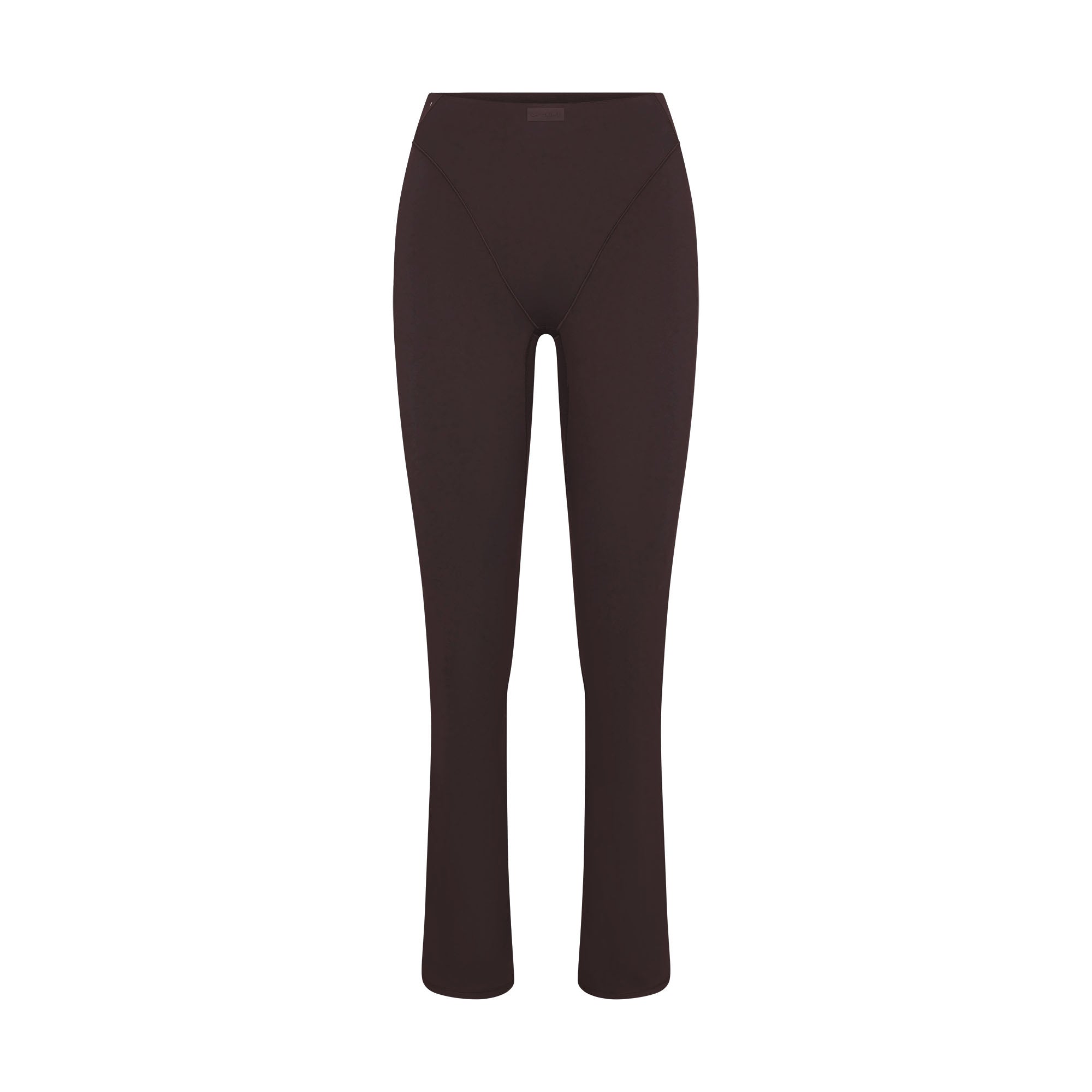 NikeSKIMS MATTE V-LINE 39" STRAIGHT LEGGING | DARK SEPIA FLAT ON A WHITE BACKGROUND | FLT
