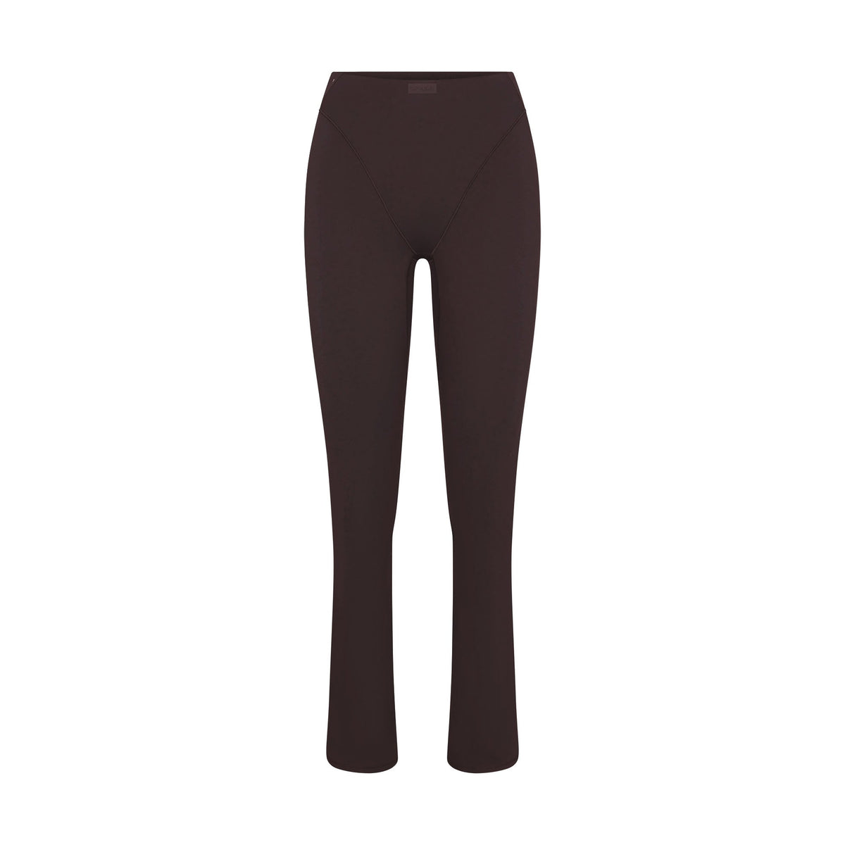 NikeSKIMS MATTE V-LINE 39" STRAIGHT LEGGING | DARK SEPIA FLAT ON A WHITE BACKGROUND | FLT