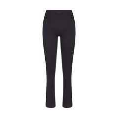 NikeSKIMS MATTE V-LINE 39" STRAIGHT LEGGING | OBSIDIAN FLAT ON A WHITE BACKGROUND | FLT