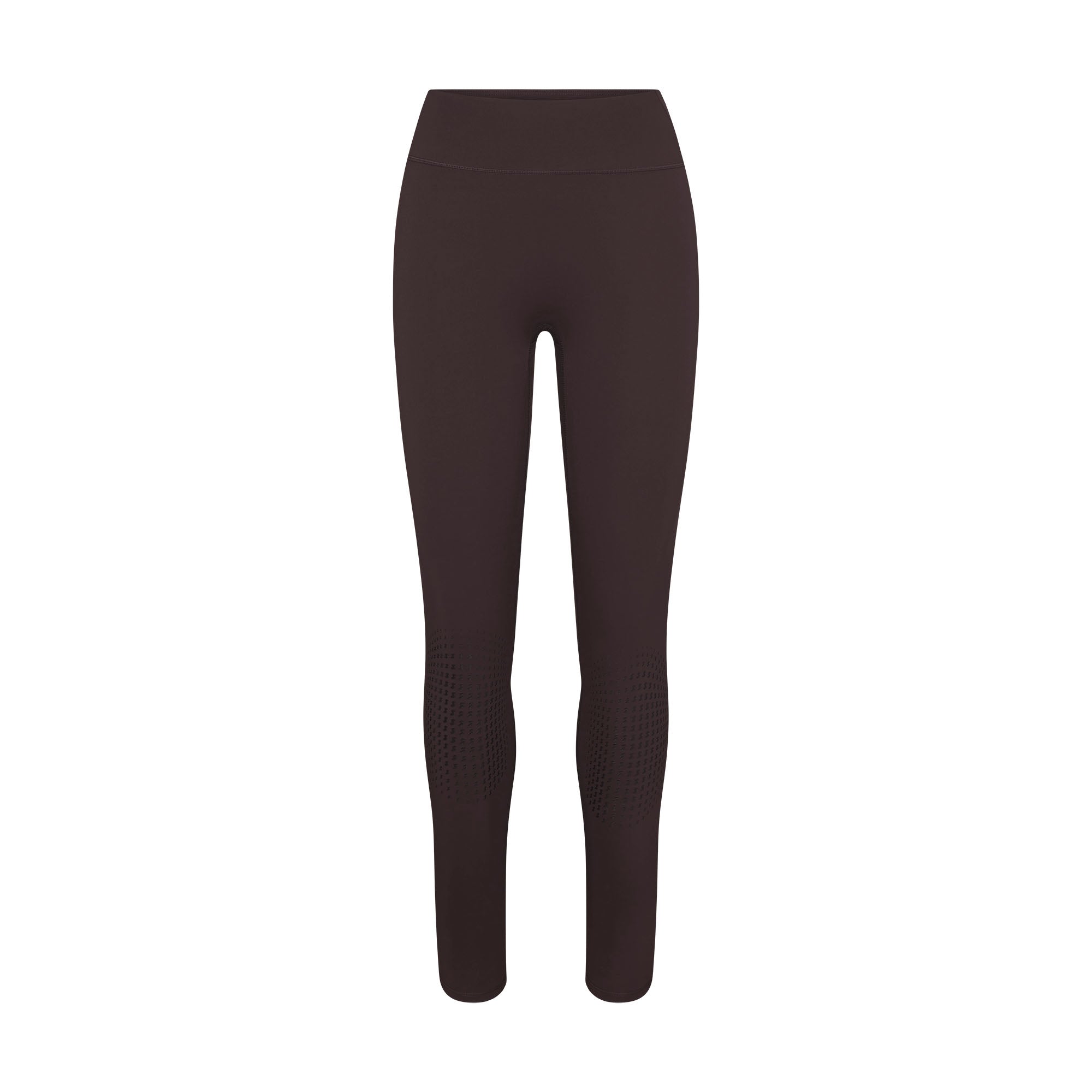 NikeSKIMS MATTE KNEE GRIP 26" LEGGING | DARK SEPIA FLAT ON A WHITE BACKGROUND | FLT