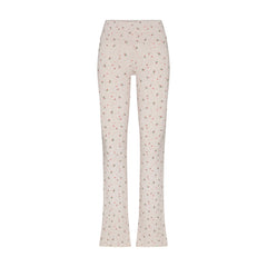 COTTON JERSEY FOLDOVER PANT | OATMEAL HEATHER HOLLY PRINT FLAT ON A WHITE BACKGROUND | FLT