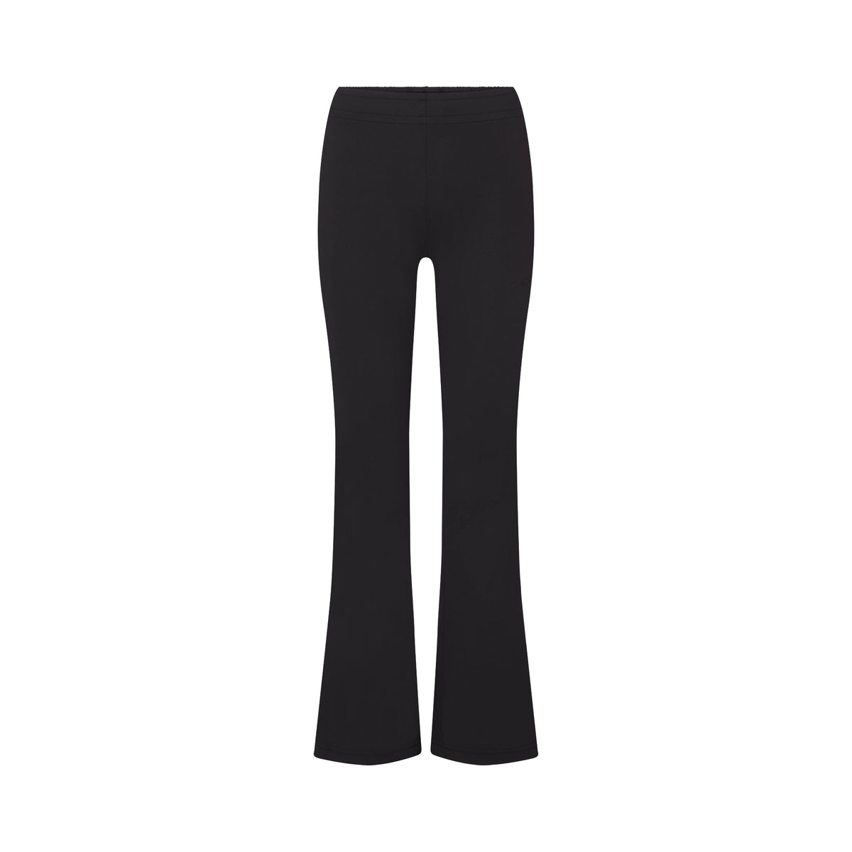 NikeSKIMS AIRY LOW RISE MINI FLARE PANT | NSKM OBSIDIAN LAYS FLAT ON A WHITE BACKGROUND | FLT