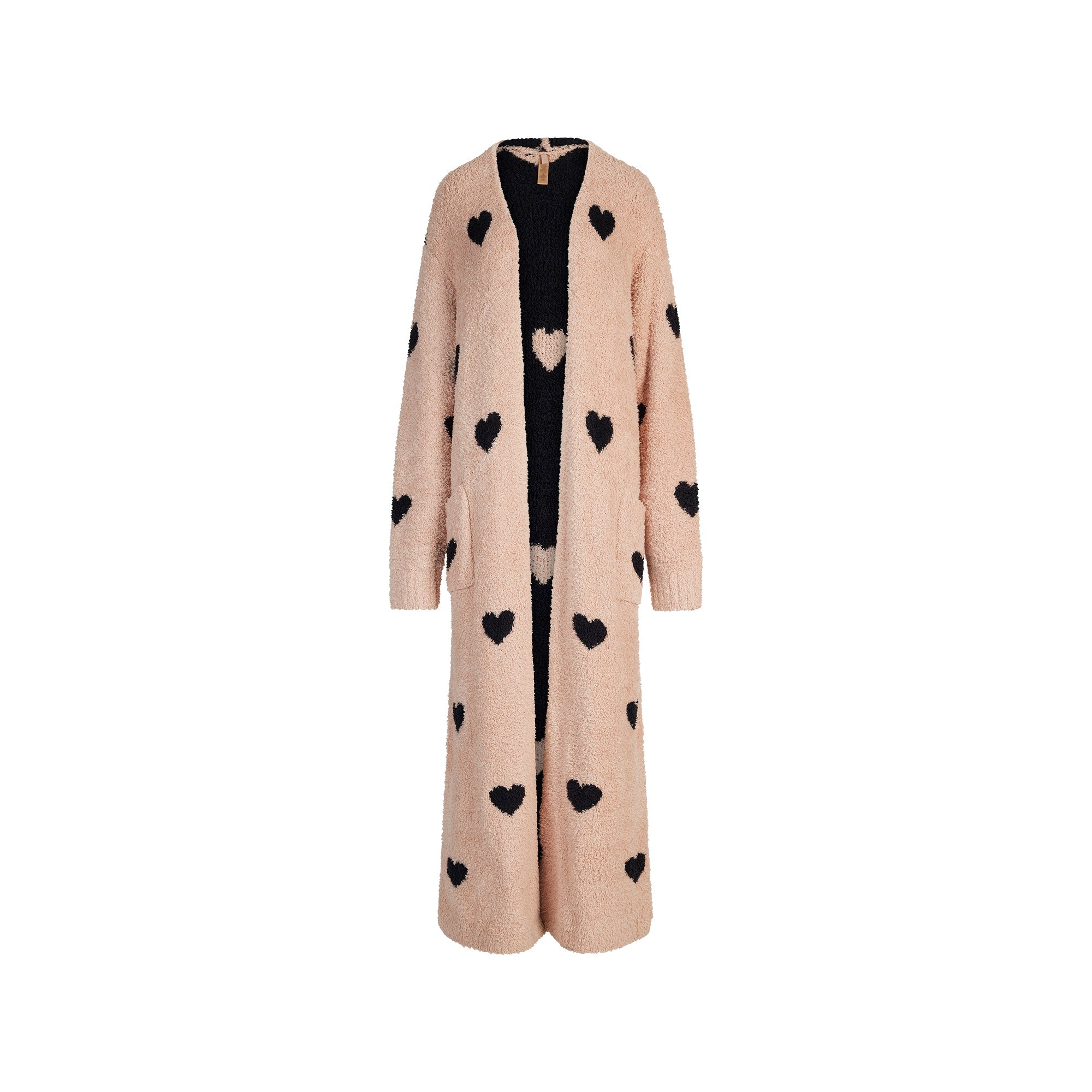 COZY KNIT UNISEX ROBE | MICA SPACED HEARTS FLAT ON A WHITE BACKGROUND
