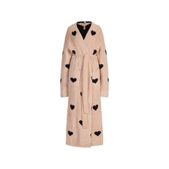 COZY KNIT UNISEX ROBE | MICA SPACED HEARTS FLAT ON A WHITE BACKGROUND | FLT