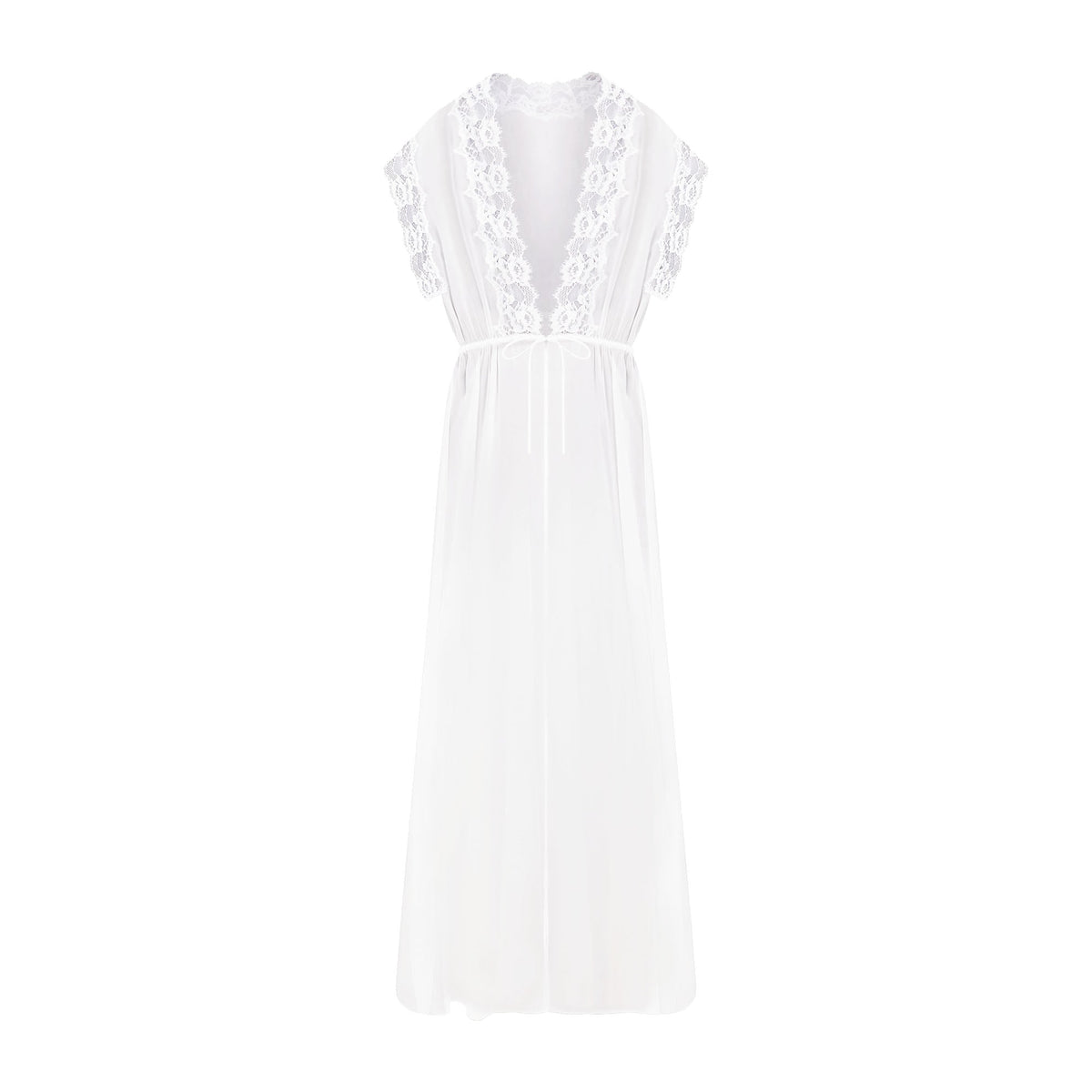 SKIMS ROMANCE LONG ROBE | IVORY LAYS FLAT ON A WHITE BACKGROUND | FLT 