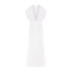 SKIMS ROMANCE LONG ROBE | IVORY LAYS FLAT ON A WHITE BACKGROUND | FLT 