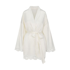 WOVEN SHINE LACE ROBE | IVORY FLAT ON A WHITE BACKGROUND | FLT