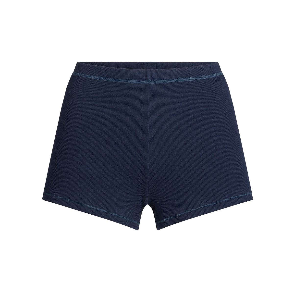 COTTON RIB LOOSE SHORT | NAVY FLAT ON A WHITE BACKGROUND | FLT