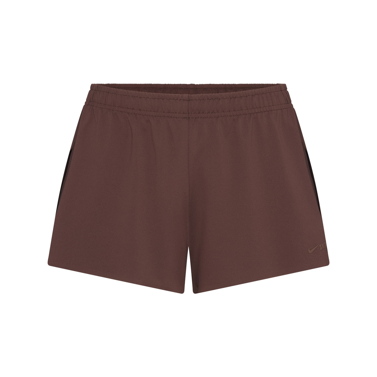 NikeSKIMS AIRY MINI SHORT | DARK SEPIA FLAT ON A WHITE BACKGROUND | FLT