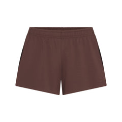 NikeSKIMS AIRY MINI SHORT | DARK SEPIA FLAT ON A WHITE BACKGROUND | FLT