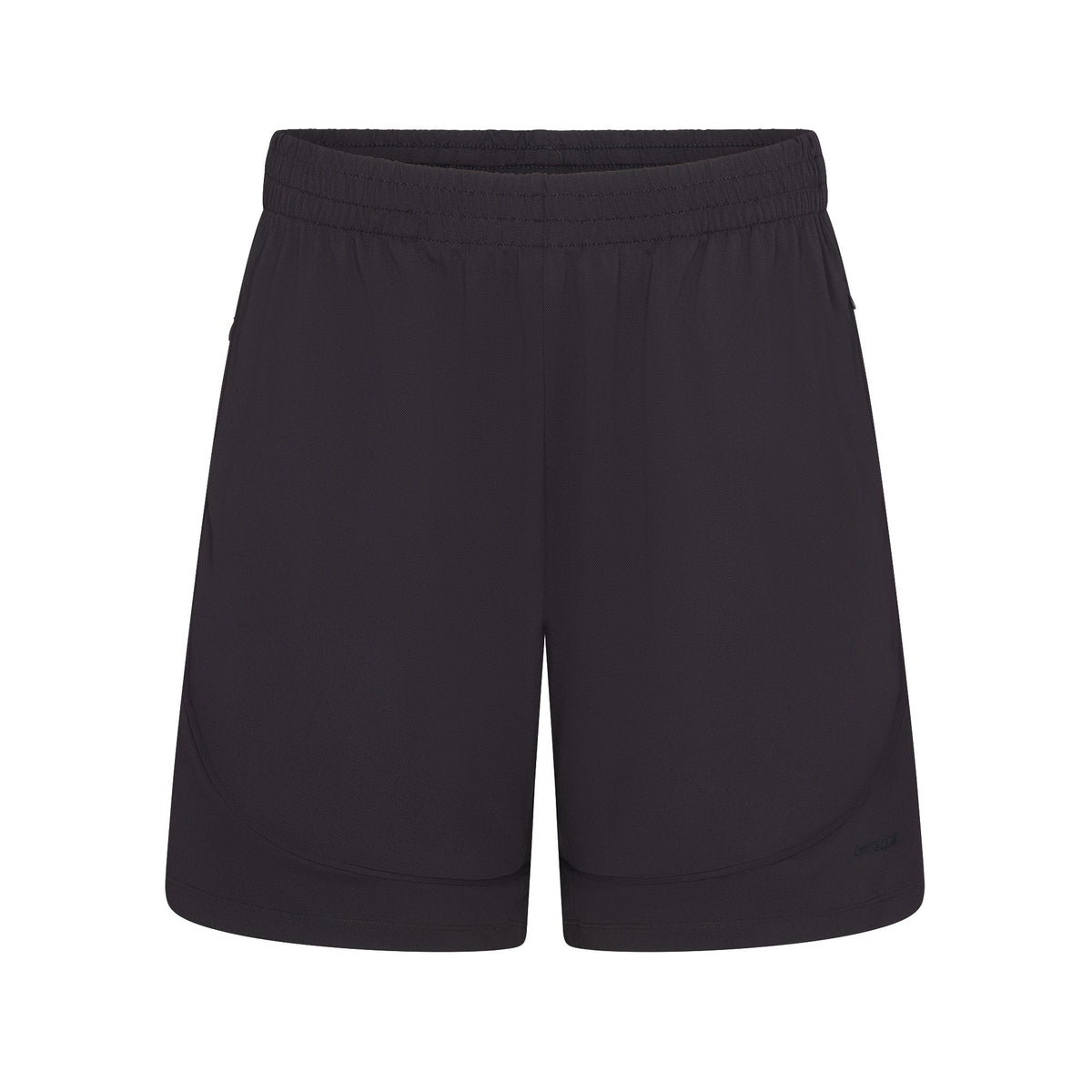 NikeSKIMS AIRY RELAXED SHORT | NSKM OBSIDIAN LAYS FLAT ON A WHITE BACKGROUND | FLT