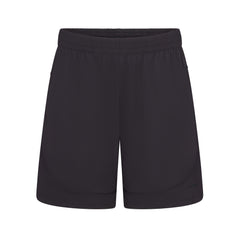 NikeSKIMS AIRY RELAXED SHORT | NSKM OBSIDIAN LAYS FLAT ON A WHITE BACKGROUND | FLT