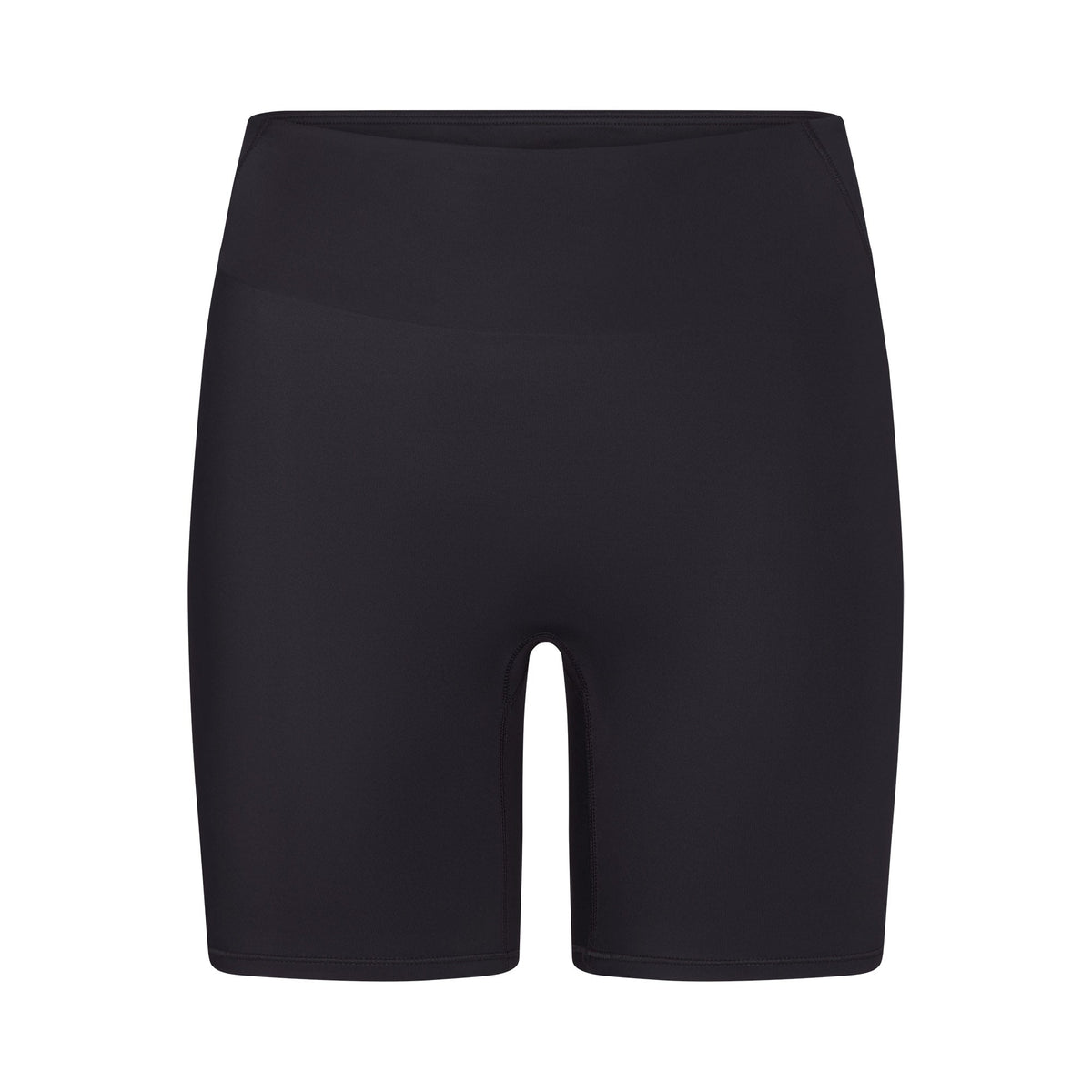NikeSKIMS SHINE BONDED WAIST 5" BIKER SHORT | OBSIDIAN FLAT ON A WHITE BACKGROUND | FLT