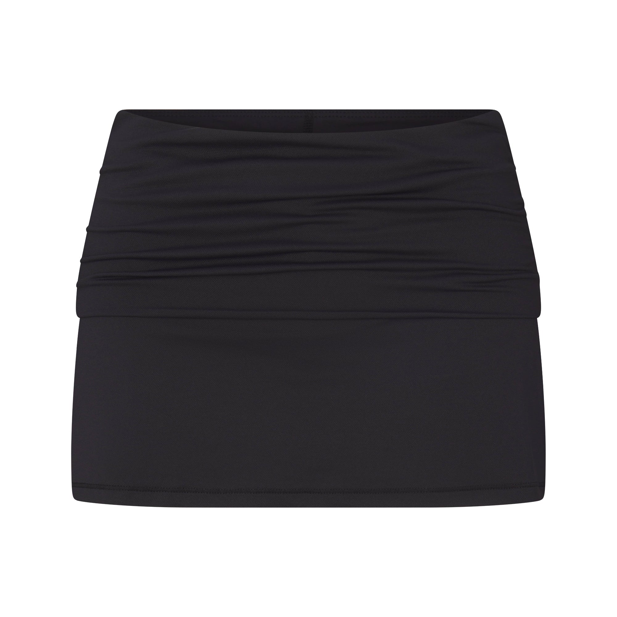 NikeSKIMS AIRY FOLDOVER SKORT | NSKM OBSIDIAN LAYS FLAT ON A WHITE BACKGROUND | FLT