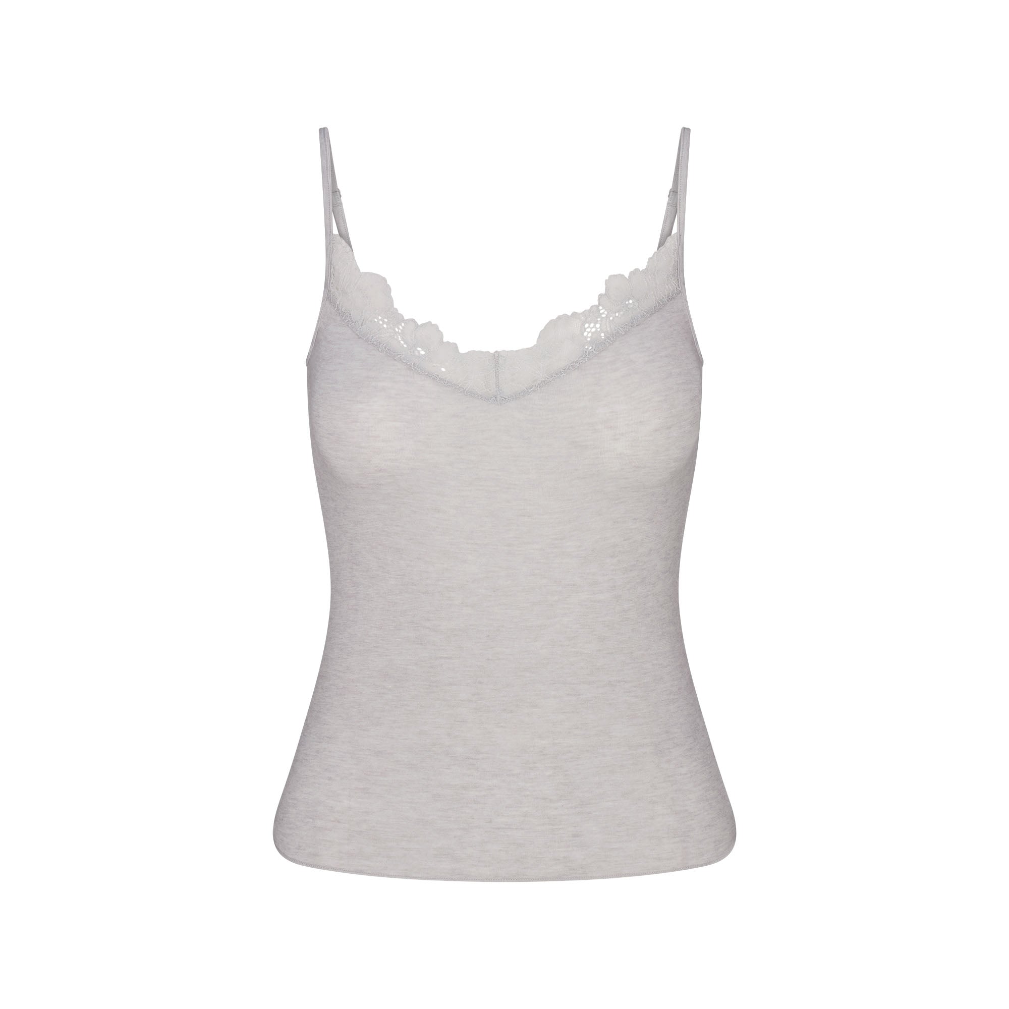 SHEER MODAL LACE CAMI | HEATHER GREYFLAT ON A WHITE BACKGROUND | FLT