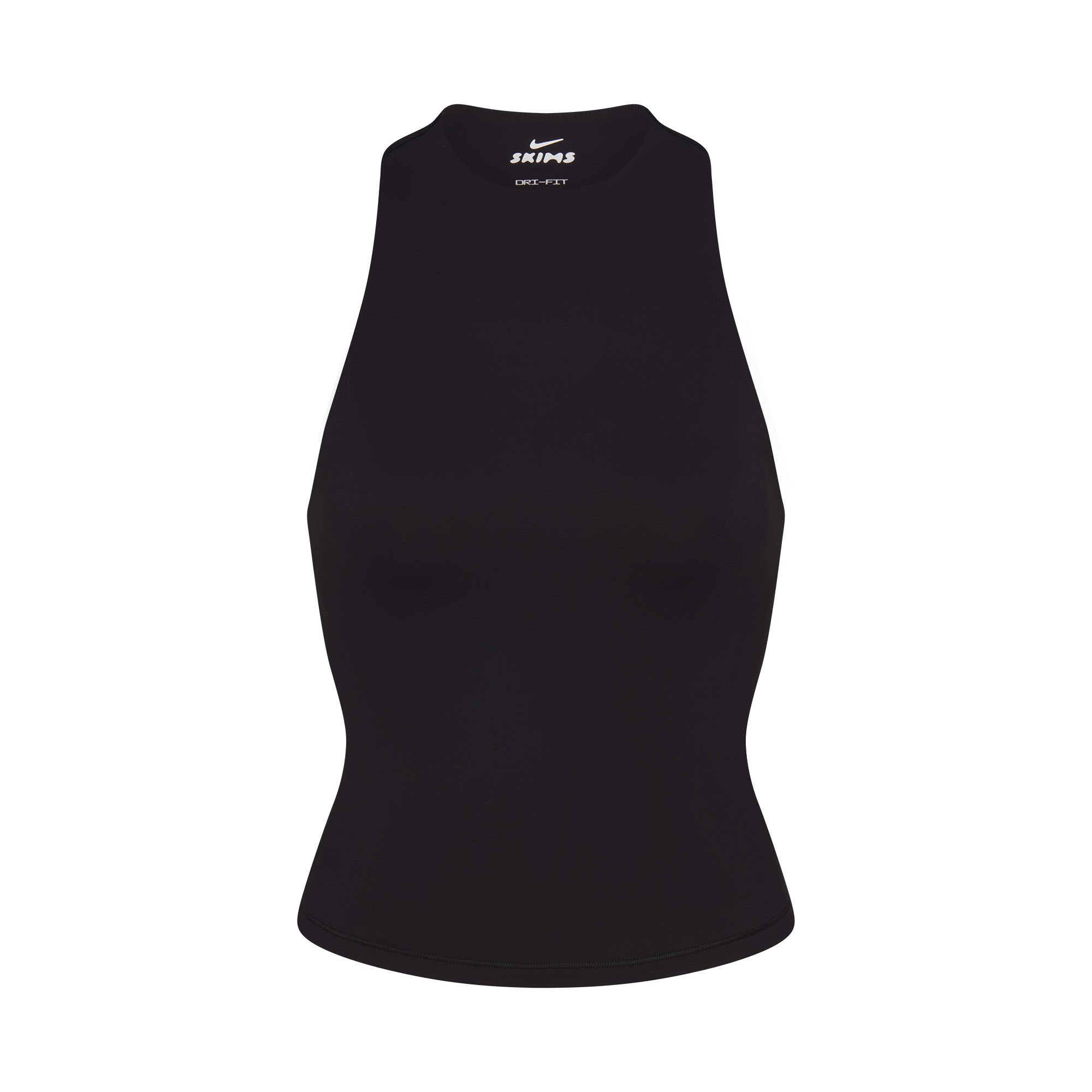 NikeSKIMS MATTE MOCK NECK RACER TANK | OBSIDIAN FLAT ON A WHITE BACKGROUND | FLT