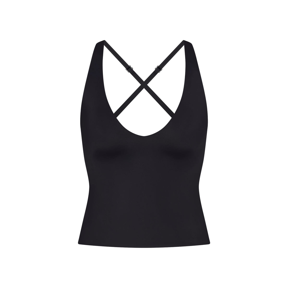 NikeSKIMS SHINE V-NECK TANK | OBSIDIAN FLAT ON A WHITE BACKGROUND | FLT