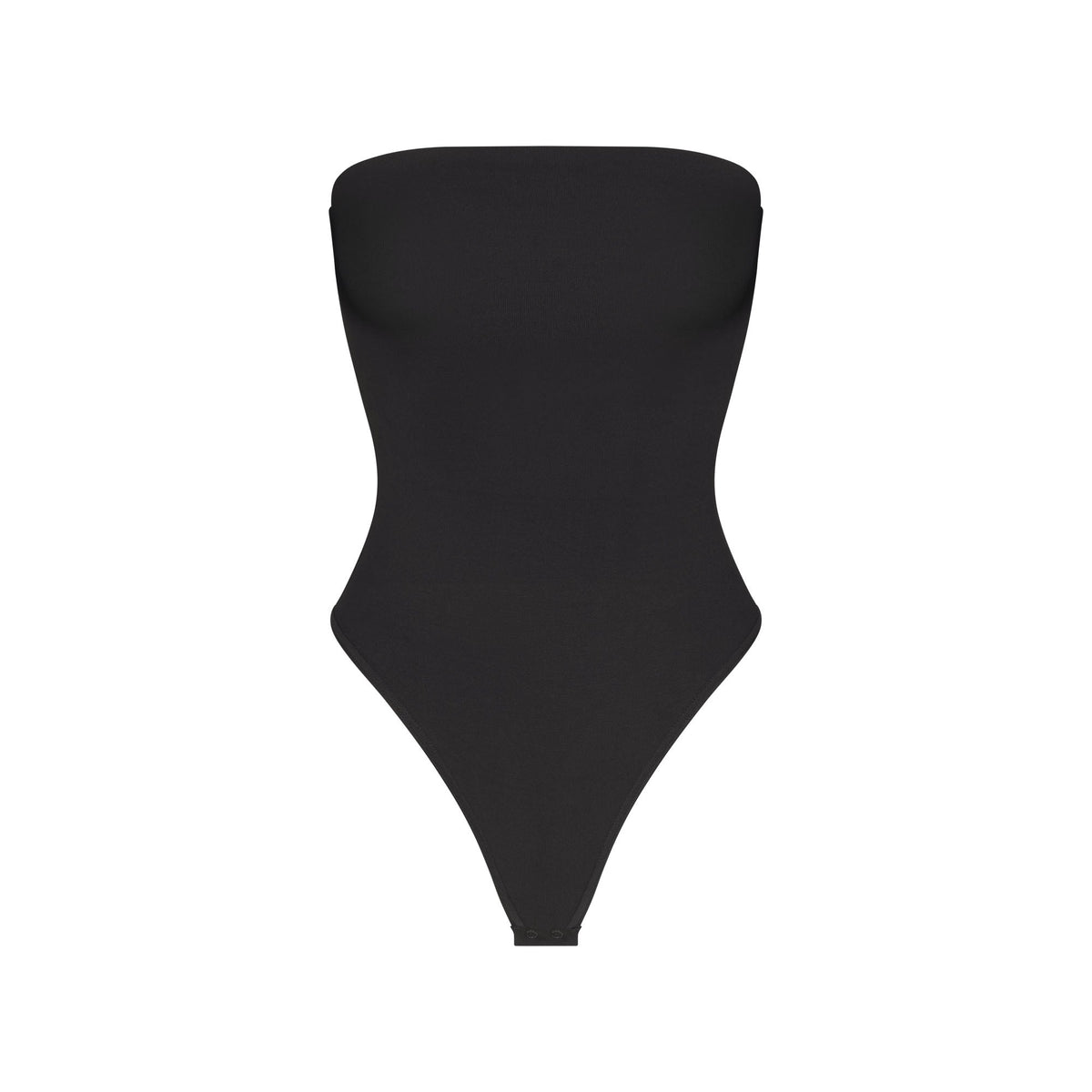 SMOOTH LAYERS STRAPLESS BODYSUIT | OBSIDIAN FLAT ON A WHITE BACKGROUND | FLT