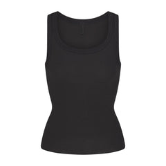 COTTON RIB SCOOP NECK TANK | SOOT FLAT ON A WHITE BACKGROUND | FLT