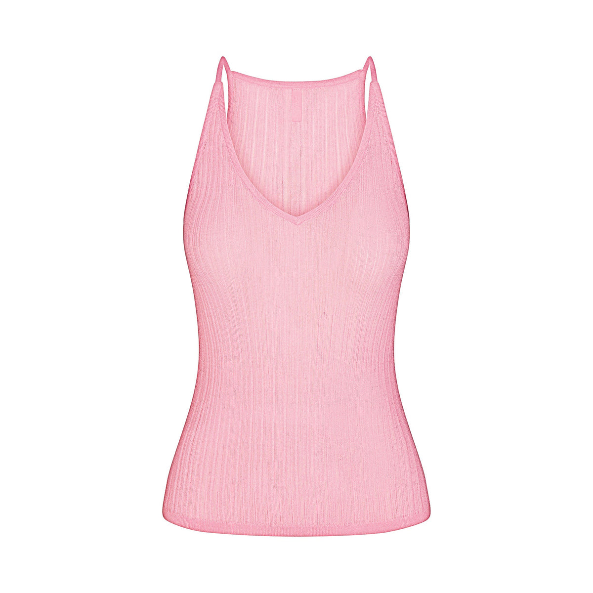 SHEER KNIT PLUNGE TANK | PEONY FLAT ON A WHITE BACKGROUND | FLT
