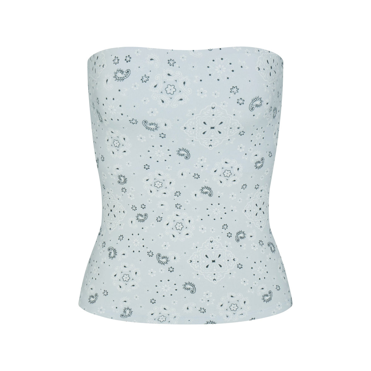 COTTON JERSEY TUBE TOP | POWDER BLUE BANDANA FLAT ON A WHITE BACKGROUND | FLT