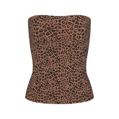 COTTON JERSEY TUBE TOP | SIENNA NATURAL LEOPARD FLAT ON A WHITE BACKGROUND | FLT