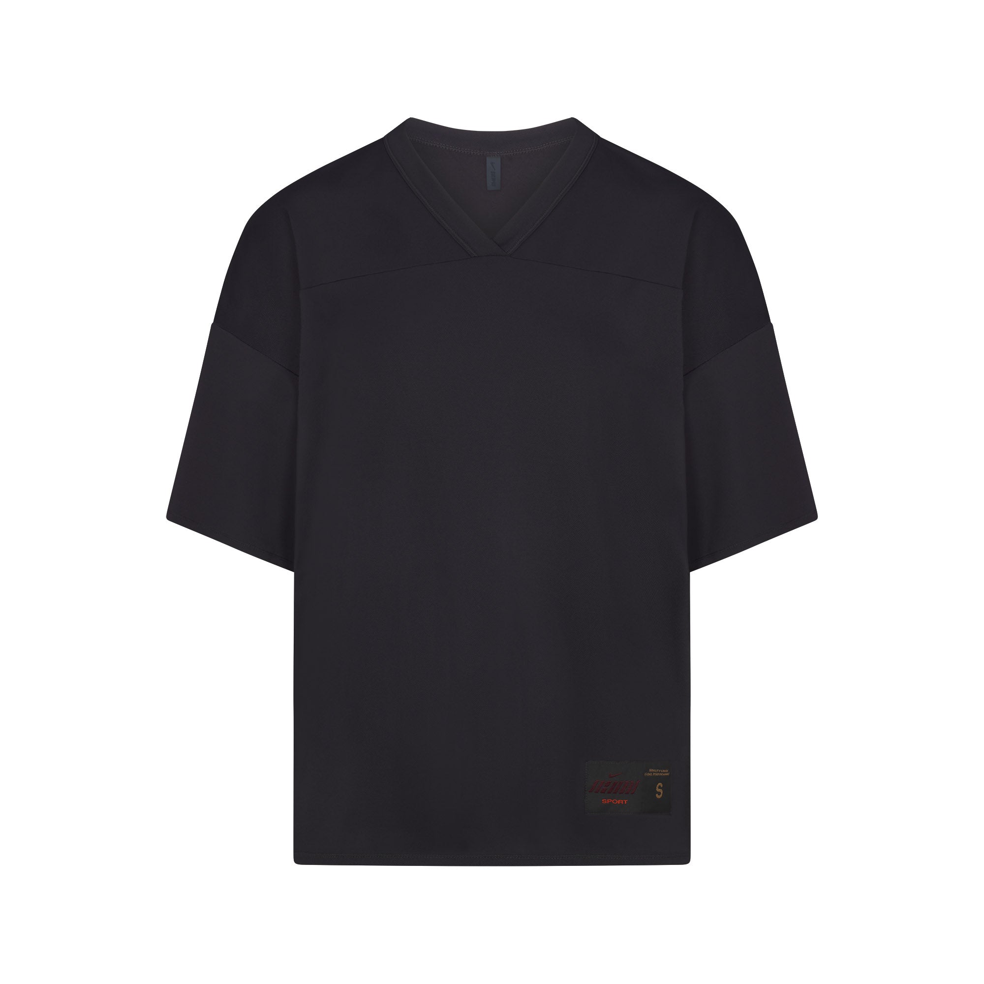 NikeSKIMS AIRY OVERSIZED TEE | NSKM OBSIDIAN LAYS FLAT ON A WHITE BACKGROUND | FLT