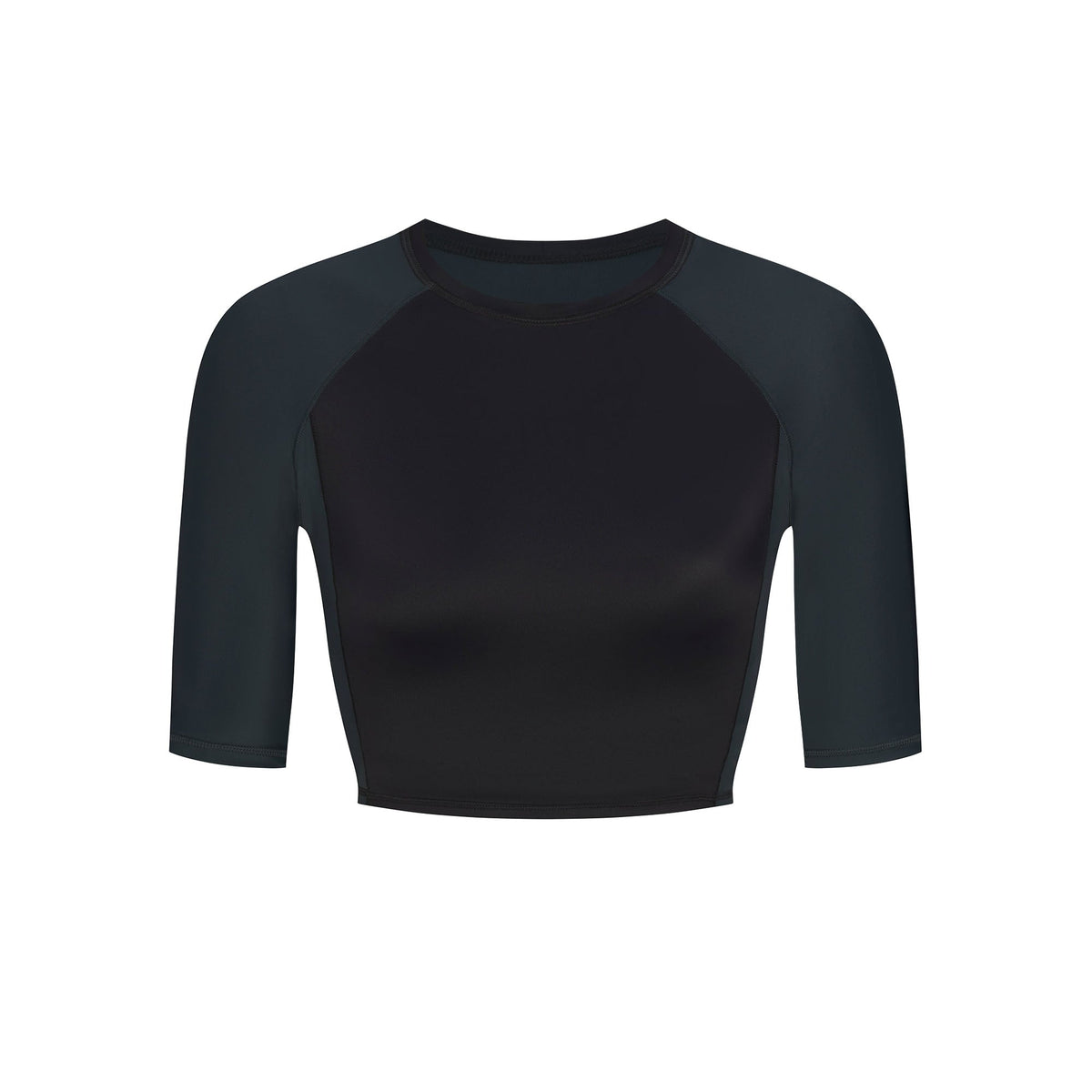 NikeSKIMS SHINE PADDED HALF SLEEVE CROP TOP | OBSIDIAN AND DARK TEAL FLAT ON A WHITE BACKGROUND | FLT