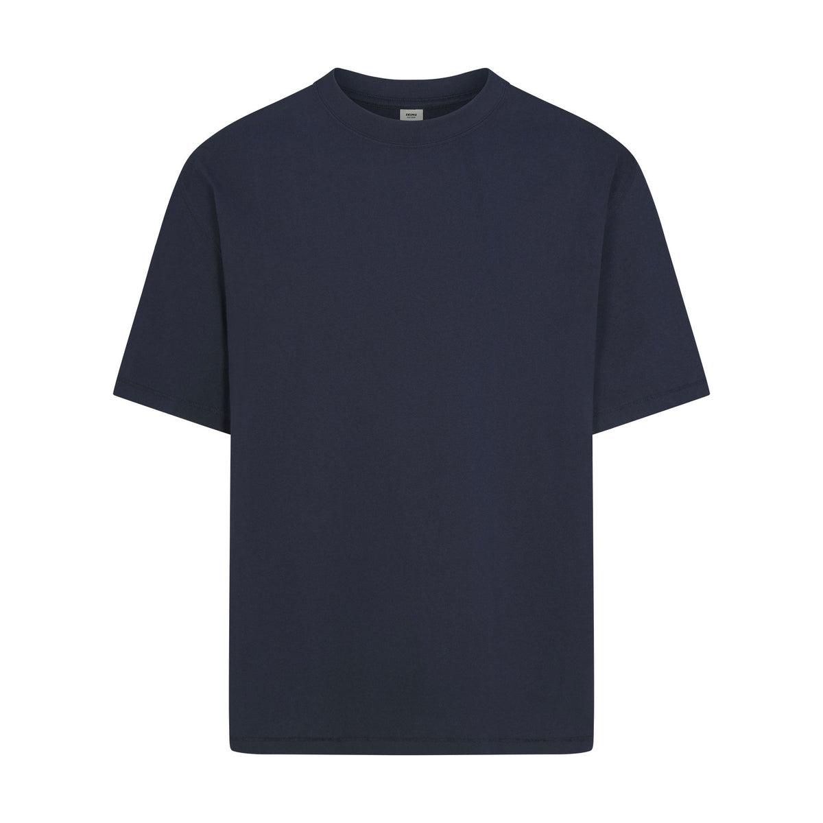 HEAVYWEIGHT COTTON MENS RELAXED T-SHIRT | BLUE BLACK FLAT ON A WHITE BACKGROUND | FLT