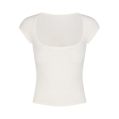 COTTON JERSEY SCOOP NECK T-SHIRT | MARBLE