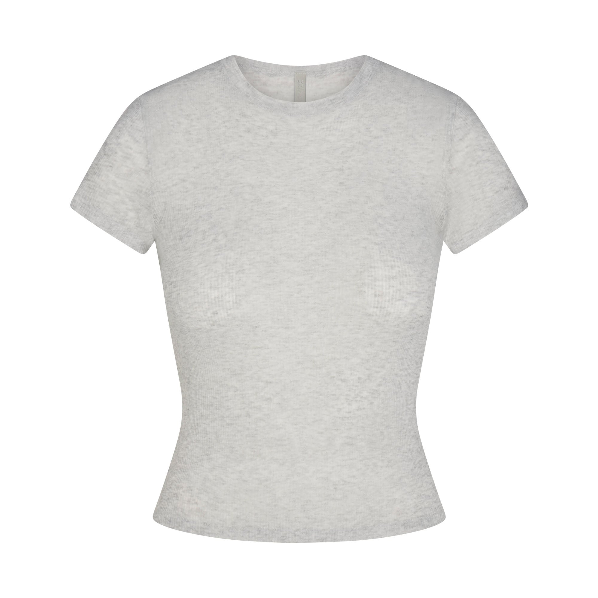 SHEER RIB T-SHIRT | LIGHT HEATHER GREY FLAT ON A WHITE BACKGROUND | FLT