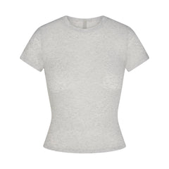 SHEER RIB T-SHIRT | LIGHT HEATHER GREY FLAT ON A WHITE BACKGROUND | FLT
