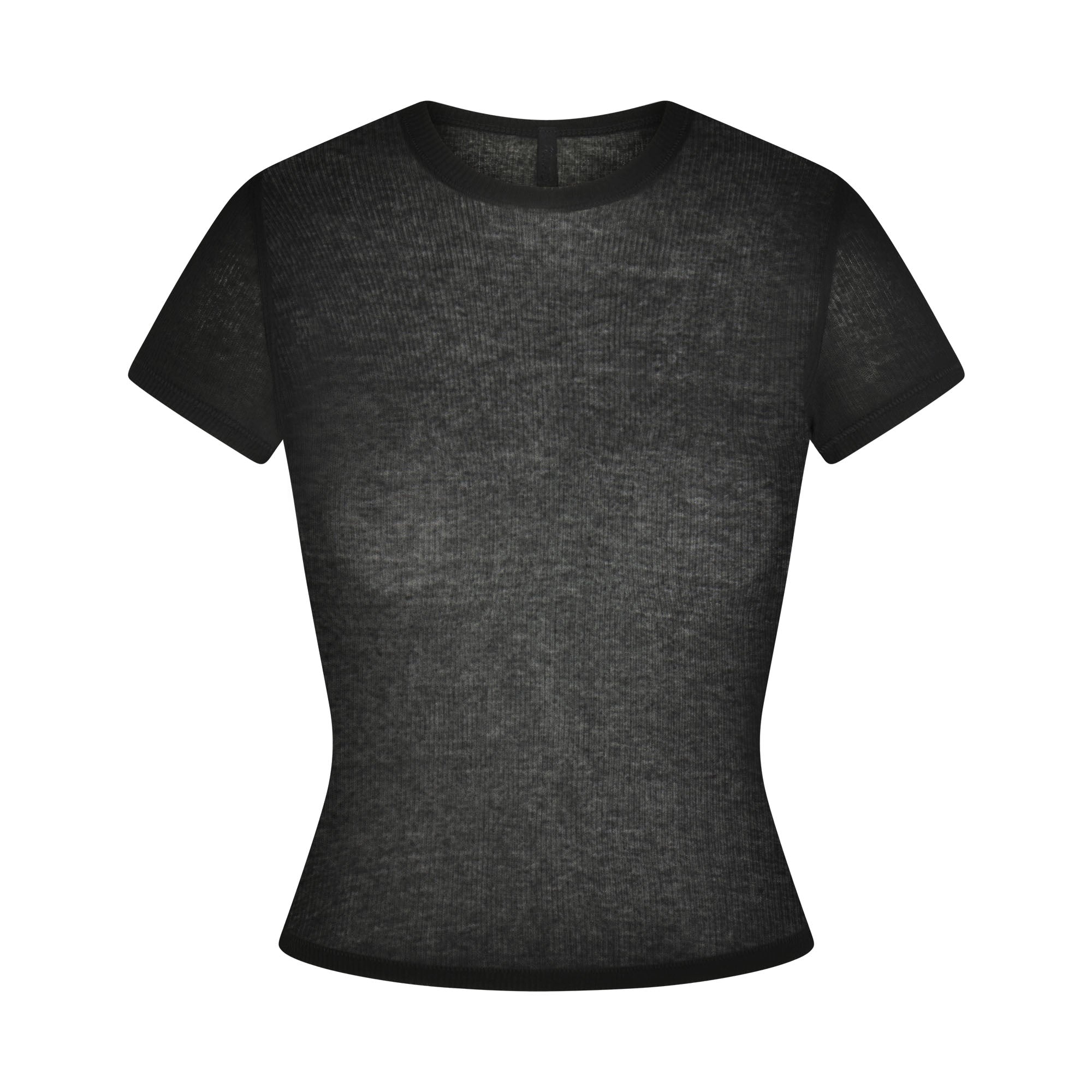 SHEER RIB T-SHIRT | SOOT FLAT ON A WHITE BACKGROUND | FLT