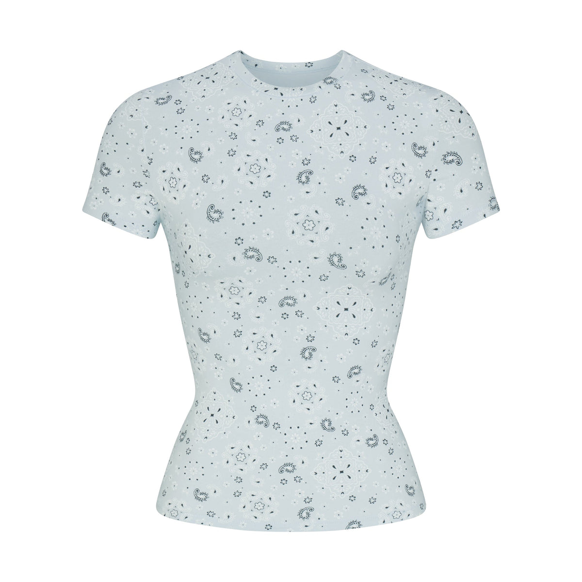 COTTON JERSEY T-SHIRT | POWDER BLUE BANDANA FLAT ON A WHITE BACKGROUND | FLT