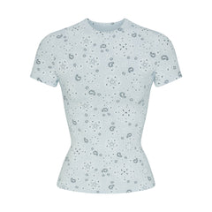 COTTON JERSEY T-SHIRT | POWDER BLUE BANDANA FLAT ON A WHITE BACKGROUND | FLT