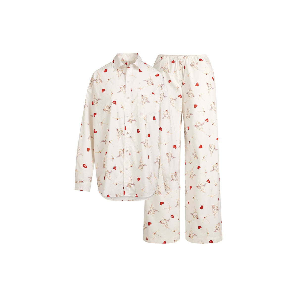 COTTON POPLIN OVERSIZED SLEEP SET | MARBLE CHERUB PRINT FLAT ON A WHITE BACKGROUND | FLT