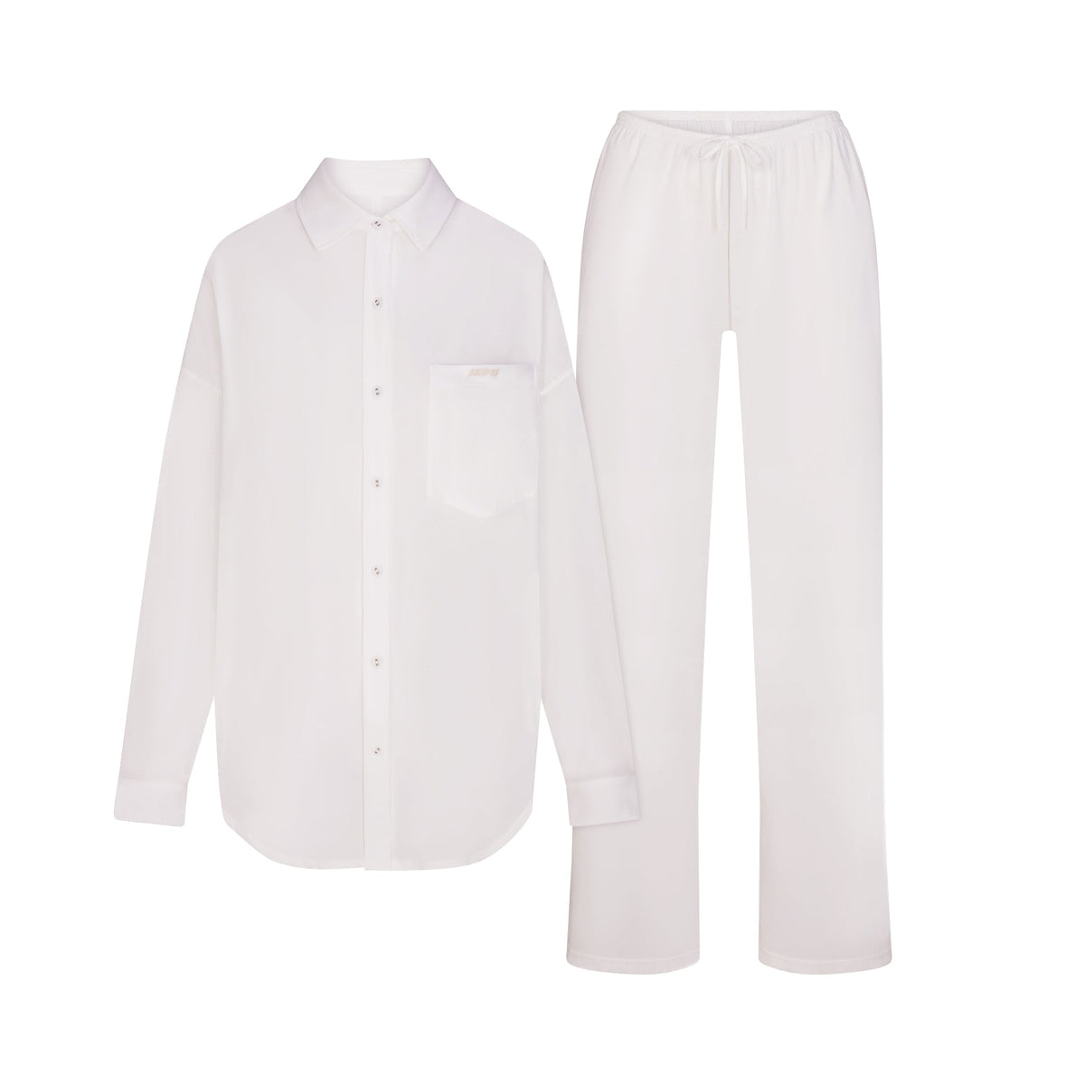 ORGANIC COTTON SLEEP LONG SLEEVE SET | SNOW FLAT ON A WHITE BACKGROUND | FLT