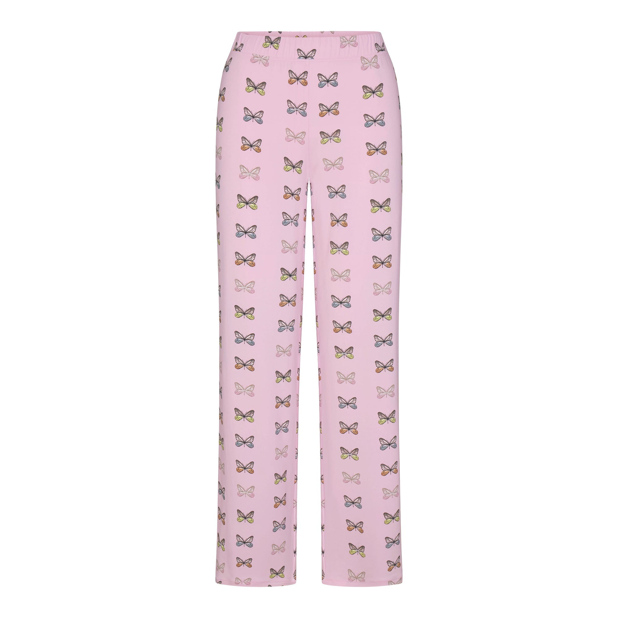 SKIMS SLEEP LONG SLEEVE BUTTON UP SET | PEONY BUTTERFLY PRINT FLAT ON A WHITE BACKGROUND | FLT